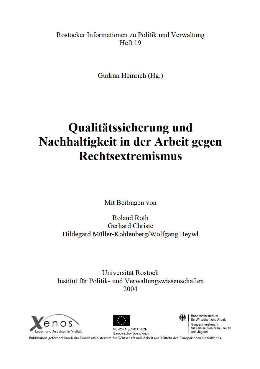 Cover von Förderung der Handlungskompetenz im Umgang mit Gewalt und Fremdenfeindlichkeit in der Berufsausbildung - eine realistische Zielsetzung von XENOS-Projekten?