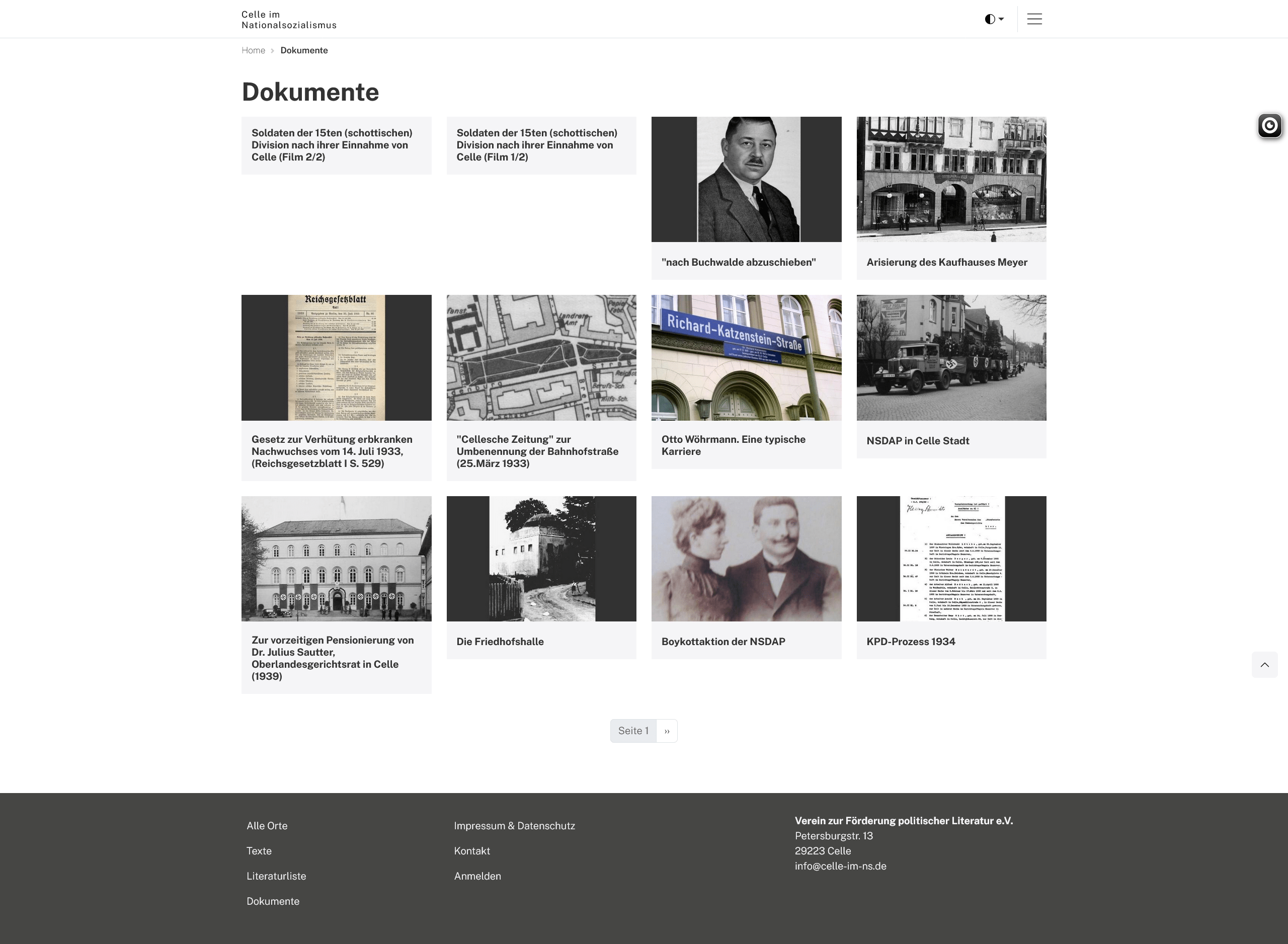 Cover von Webseite celle-im-nationalsozialismus.de.