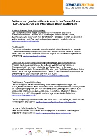 Politische und gesellschaftliche Akteure in den Themenfeldern Flucht, Zuwanderung und Integration in Baden-Württemberg