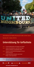 Informationen der Mobilen Beratung für Opfer rechter Gewalt. Nummer 50. Winter 2015/16: Unterstützung für Geflüchtete