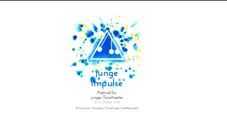 In der Mitte zieht man ein blaues Dreieck. Drumherum blaue und gelbe Punkte. Darunter steht Junge Impulse.