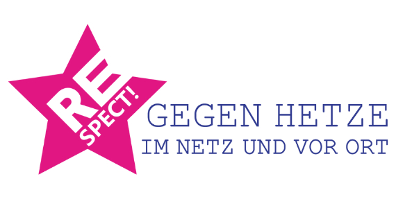 Auf dem Bild ist ein Pinker Stern abgebildet auf dem REspect! steht. Neben dem Stern steht Gegen Hetze im Netz und vor Ort. das Bild erscheint im Rahmen des Beitrages Meldestelle Respect