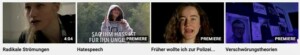 Das Bild besteht aus vier Screenshots aus vier Filmen, die im Rahmen des Beitrages R@dikal – scheißegal entstanden sind