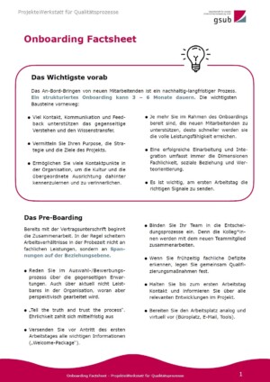 Das Bild ist das Deckblazz um Beitrag Onboarding Factsheet. Es zeigt die Überschrift und beginnt mit dem Inhalt des Beitrages.