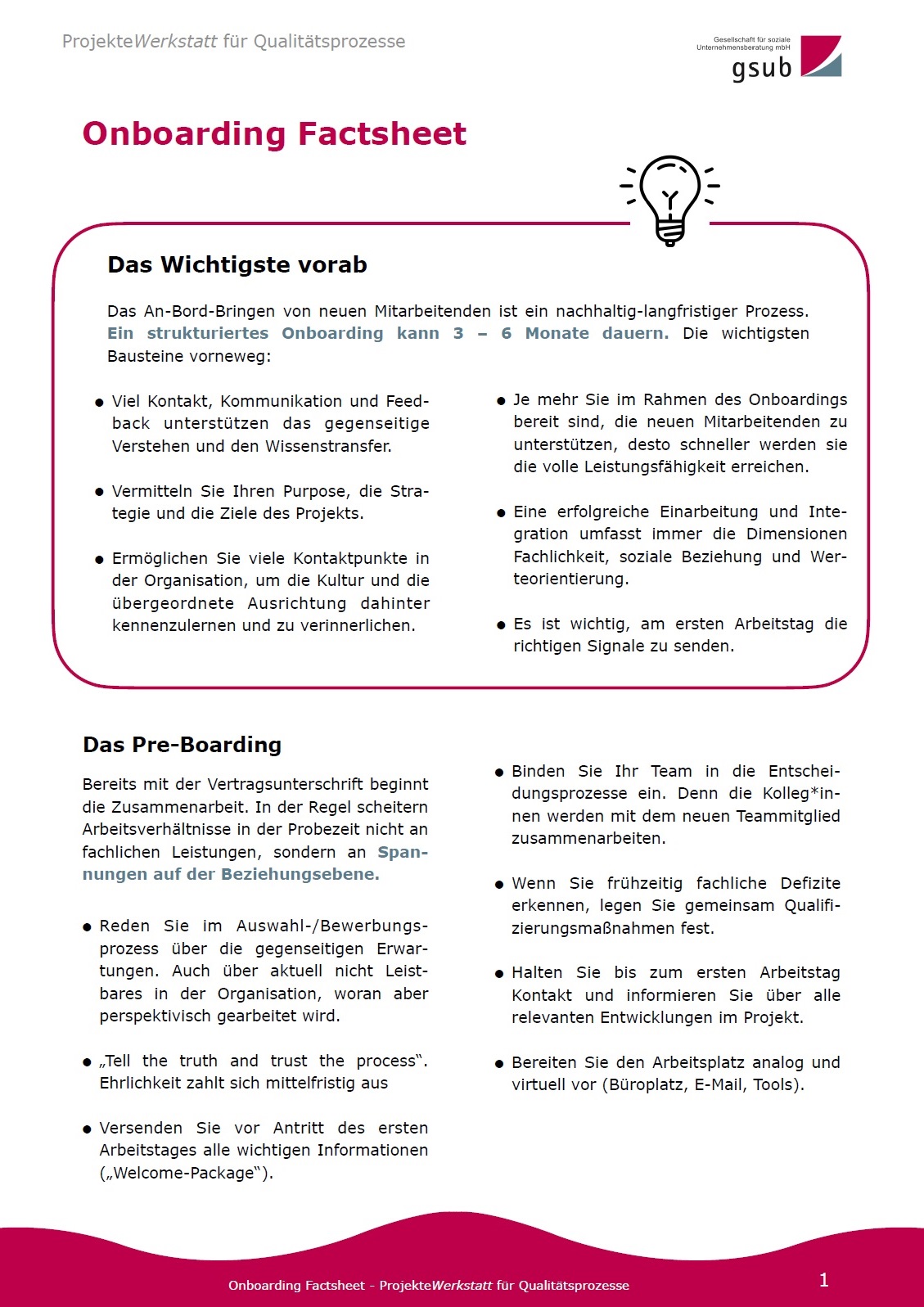 Das Bild ist das Deckblazz um Beitrag Onboarding Factsheet. Es zeigt die Überschrift und beginnt mit dem Inhalt des Beitrages.