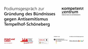Auf dem Bild steht Podiumsgespräch zur Gründung des Bündnisses gegen Antisemitismus Tempelhof-Schöneberg