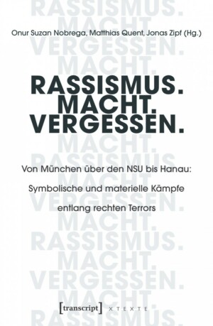 Auf dem Bild steht Rassismus-Macht-Vergessen. Von München über den NSU bis Hanau: Symbolische und materielle Kämpfe entlang rechten Terrors