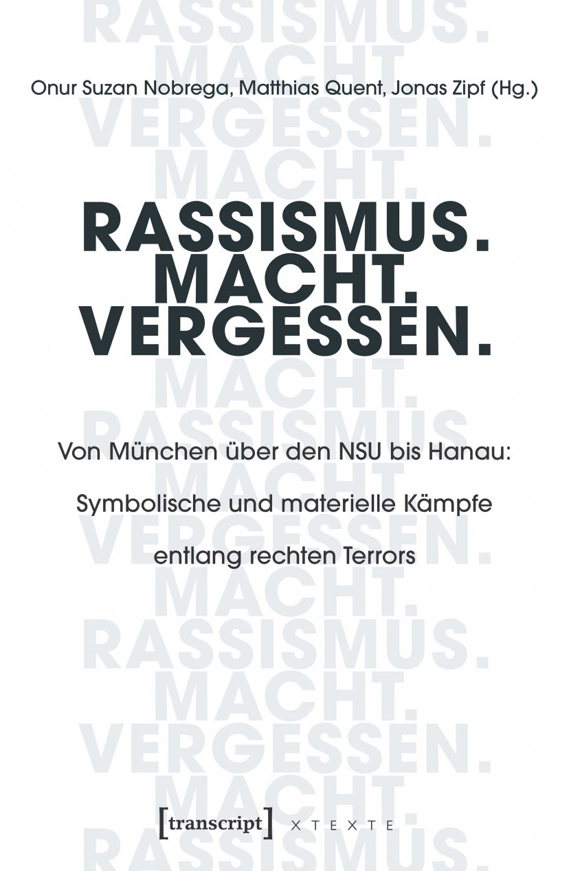 Auf dem Bild steht Rassismus-Macht-Vergessen. Von München über den NSU bis Hanau: Symbolische und materielle Kämpfe entlang rechten Terrors