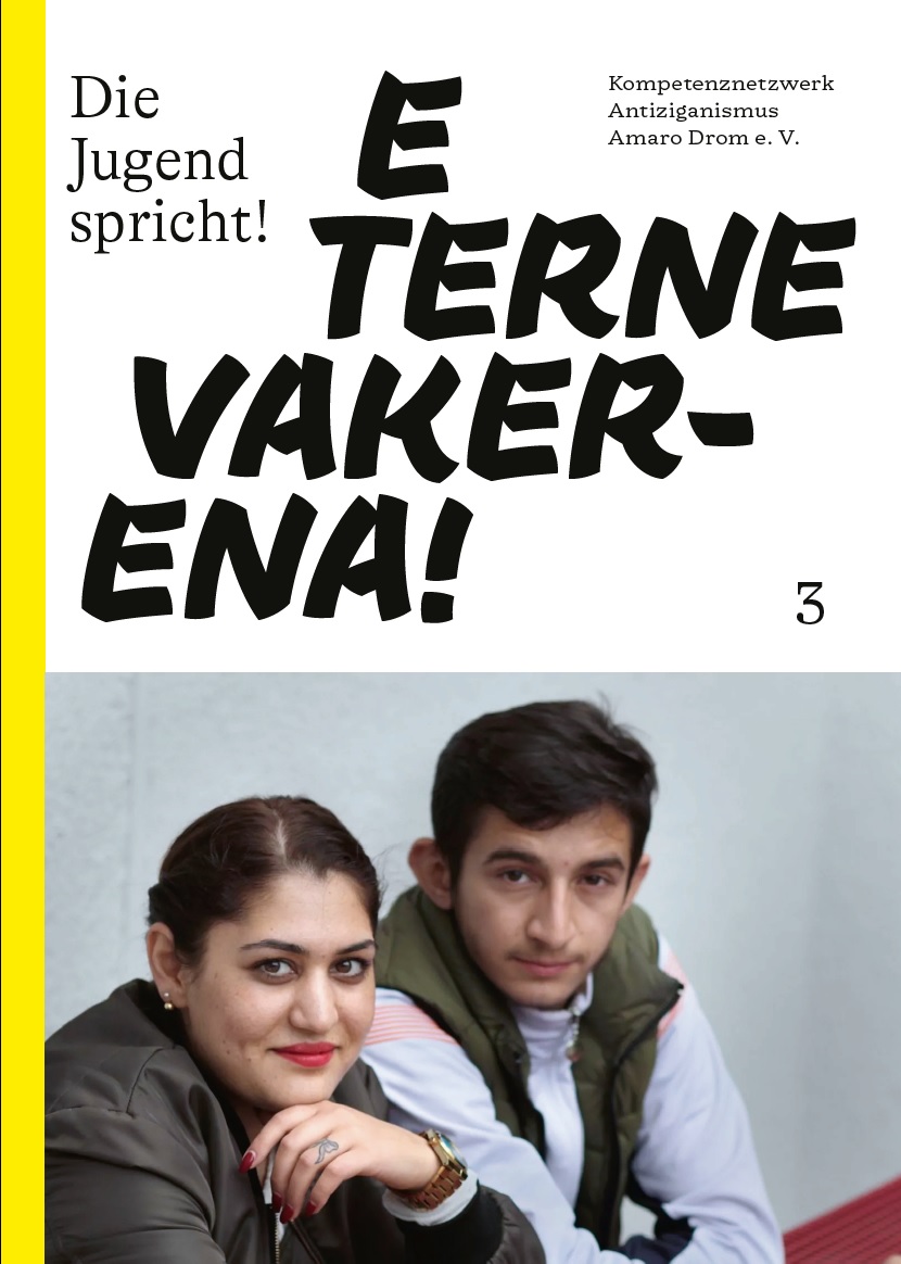 Auf dem Bild steht Dritte Ausgabe von E terne vakerena die jugend spricht! Darunter sind zwei Menschen abgebildet