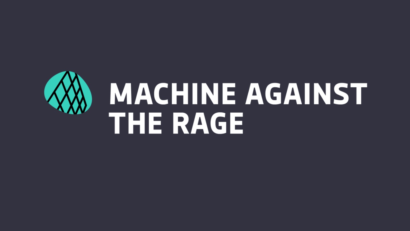 Auf dem Bild ist das Logo von Machine Against the Rage abgebildet