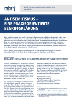 Das Bild ist zugleich Deck- wie Anfangsblatt des Beitrages Antisemitismus - Eine Praxisorientierte Begriffserklärung