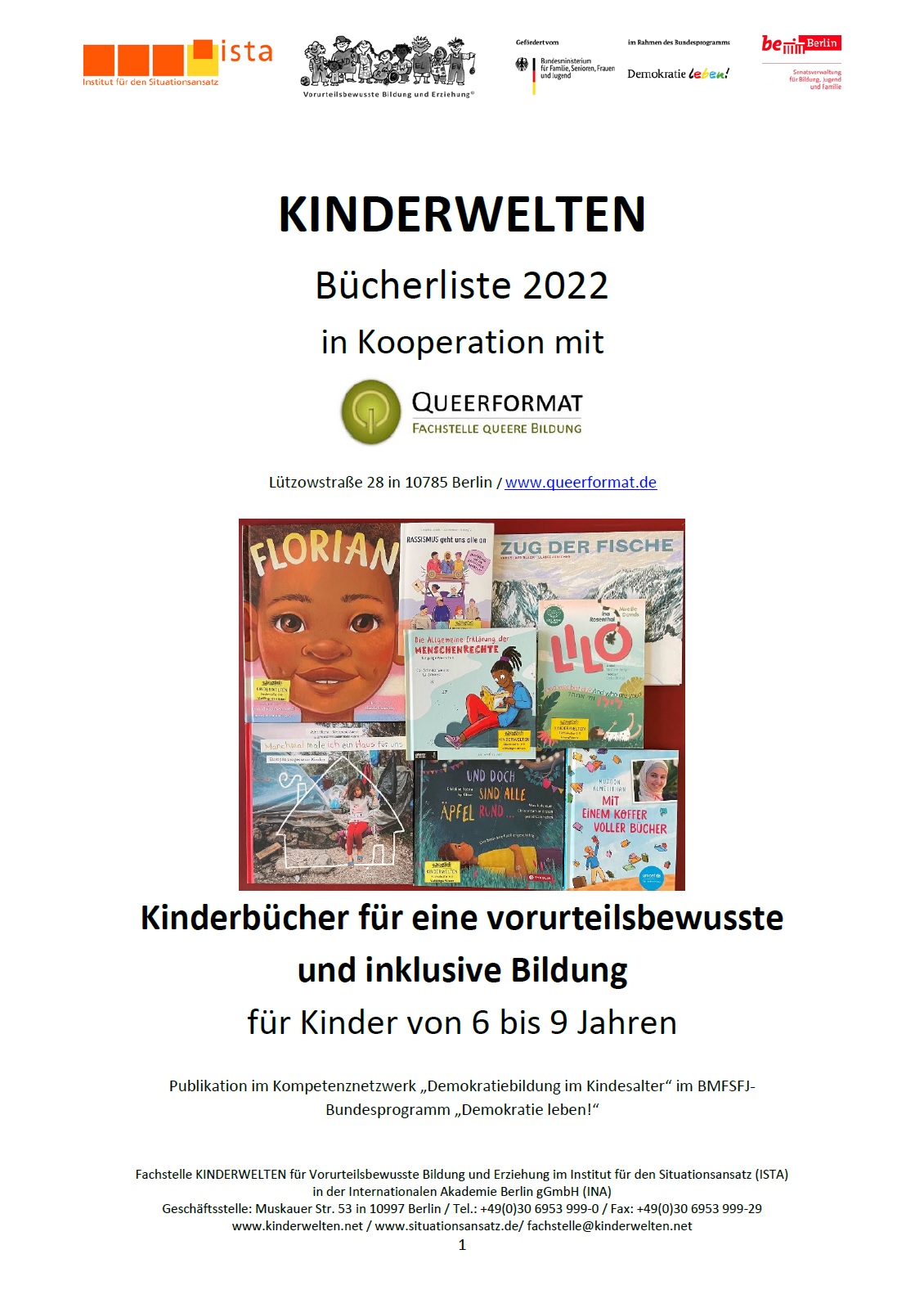 In der Mitte des Bildes sind verschiedene Buchcover abgebildet. Unter den Covern steht Kinderbuecher für Kinder von 6 bis 9 Jahren