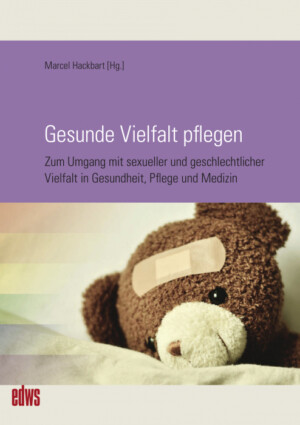 Auf dem Bild ist ein Kopf eines Teddybären abgebildet, der ein Pflaster auf seiner Stirn trägt. Darüber steht Gesunde Vielfalt pflegen