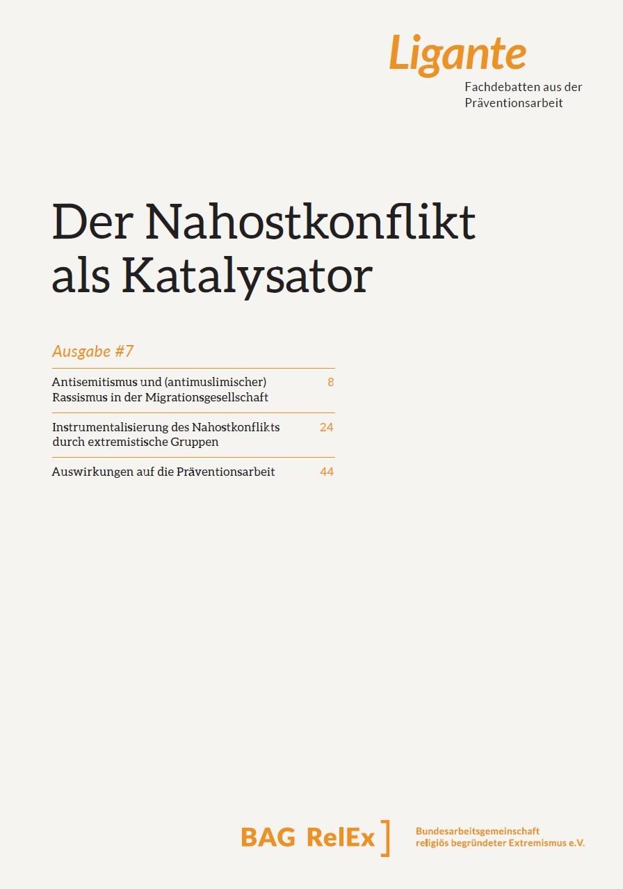 Cover von Ligante – Fachdebatten aus der Präventionsarbeit. Ausgabe #7 Der Nahostkonflikt als Katalysator