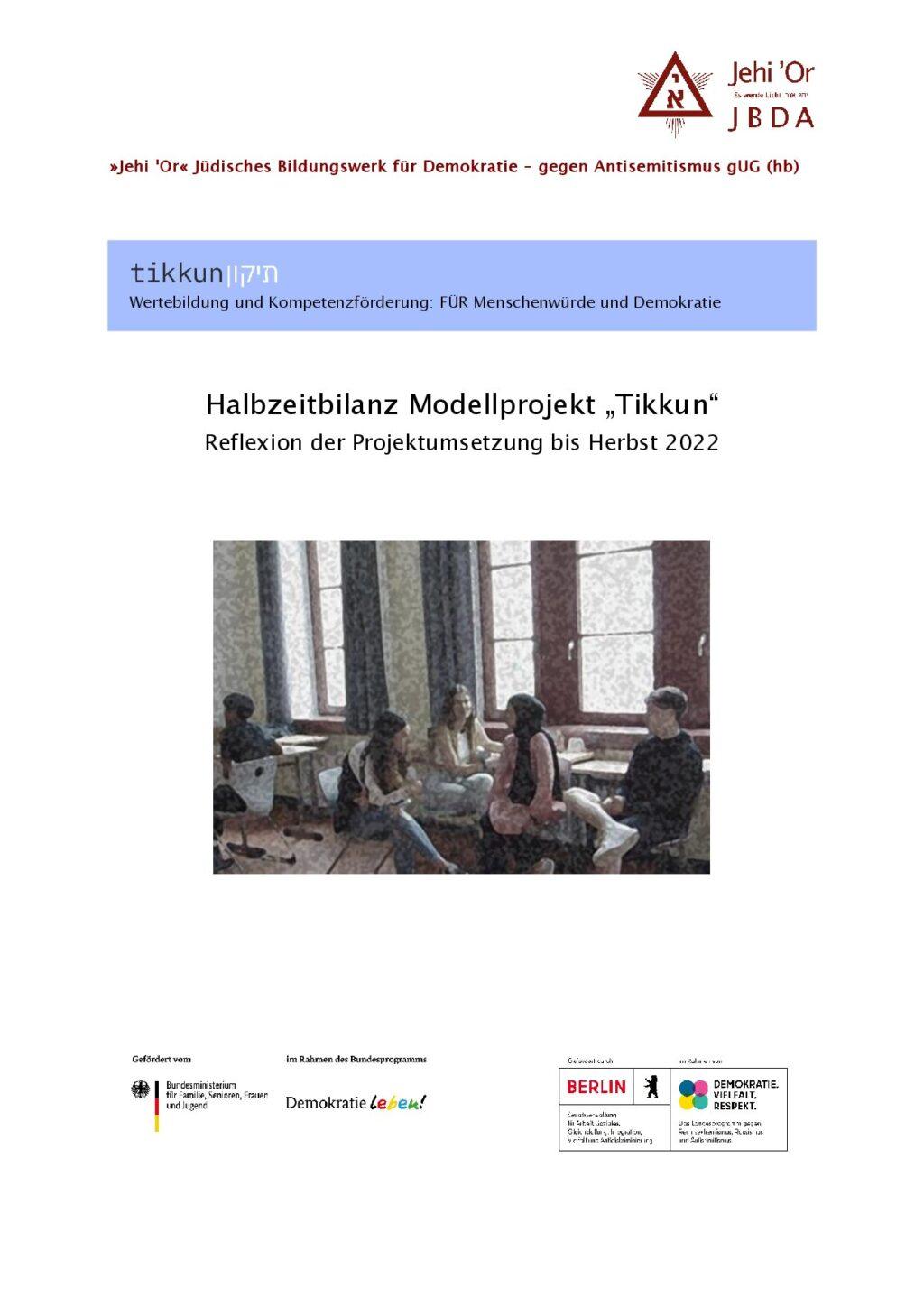 Cover von Halbzeitbilanz Modellprojekt "Tikkun" – Reflexion der Projektumsetzung bis Herbst 2022