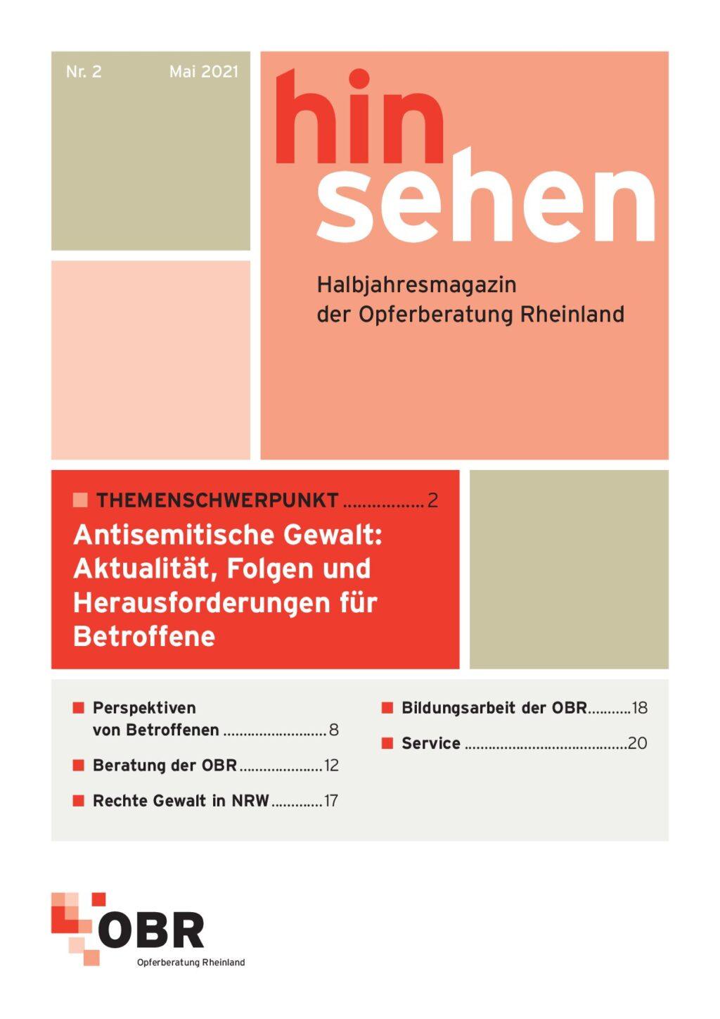 Cover von Hinsehen – Onlinemagazin der OBR Magazin Nr. 2 1/2021