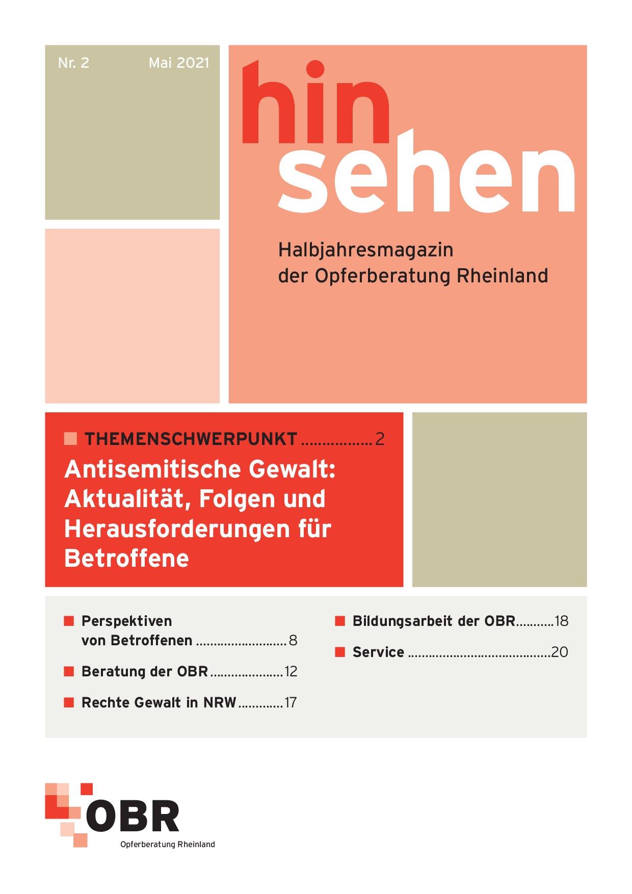 Cover von Hinsehen – Onlinemagazin der OBR Magazin Nr. 2 1/2021