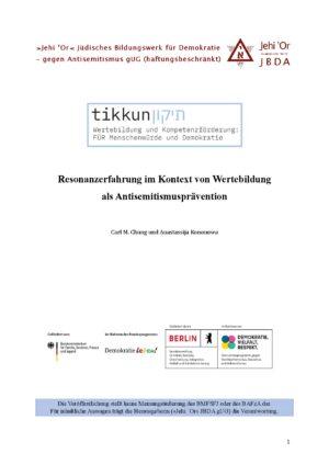 Cover von Resonanzerfahrung im Kontext von Wertebildung als Antisemitismusprävention