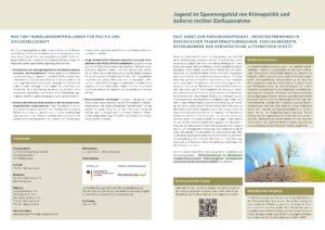 Cover von Jugend im Spannungsfeld von Klimapolitik und äußerst rechter Einflussnahme. Fact sheet zum Forschungsprojekt "Rechtsextremismus in ökologischen Transformationsräumen: Diskursangebote, Resonanzwege und demokratische Alternativen (RIOET)"
