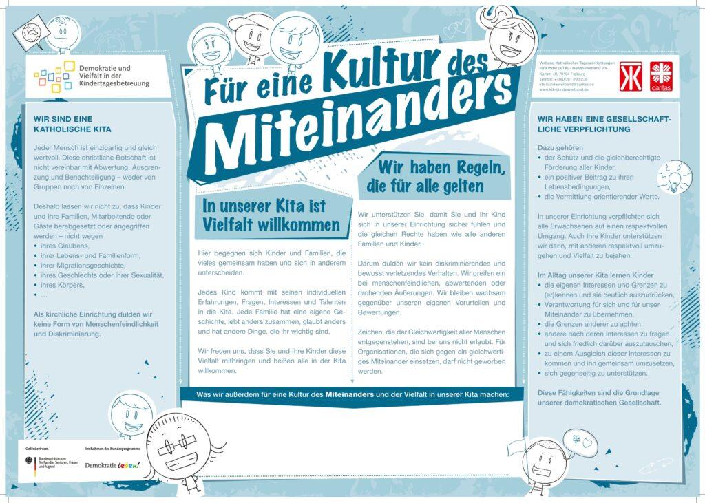 Cover von Plakat "Für eine Kultur des Miteinanders" in sieben Sprachen