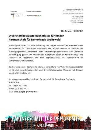Cover von Diversitätsbewusste Bücherkiste für Kinder der Partnerschaft für Demokratie Greifswald