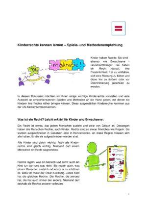 Cover von Kinderrechte kennen lernen – Spiele- und Methodenempfehlung