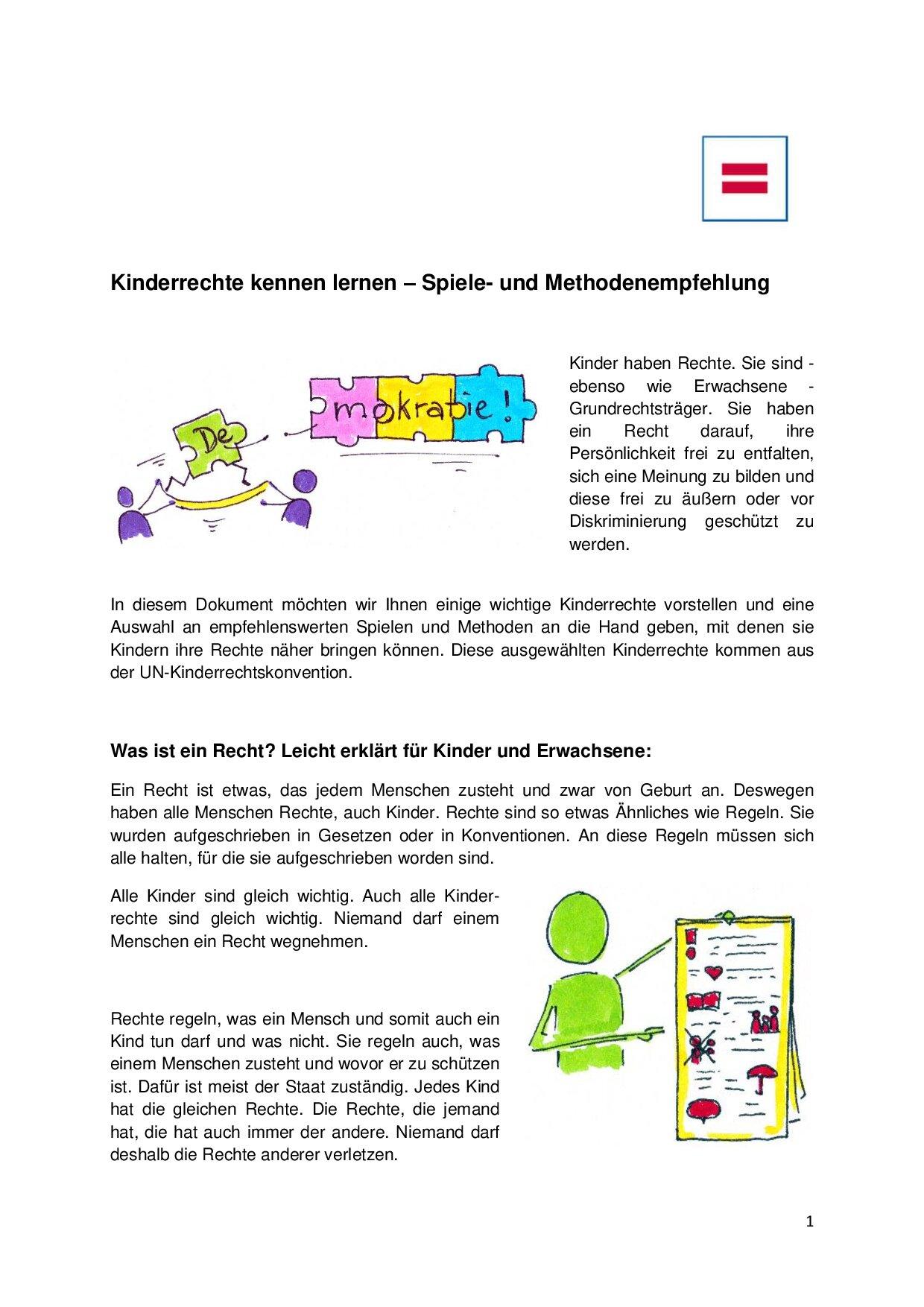 Cover von Kinderrechte kennen lernen – Spiele- und Methodenempfehlung