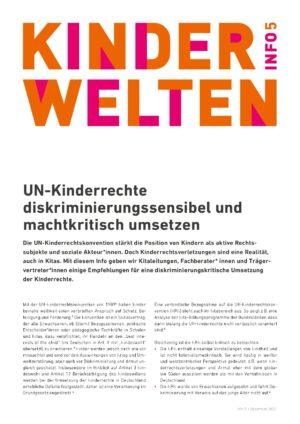 Cover von Kinderwelten Info 5. UN-Kinderrechte diskriminierungssensibel und machtkritisch umsetzen