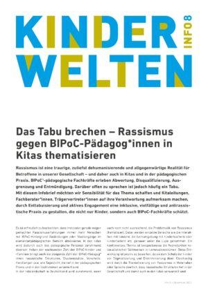Cover von Kinderwelten Info 8. Das Tabu brechen – Rassismus gegen BIPoC-Pädagog*innen in Kitas thematisieren