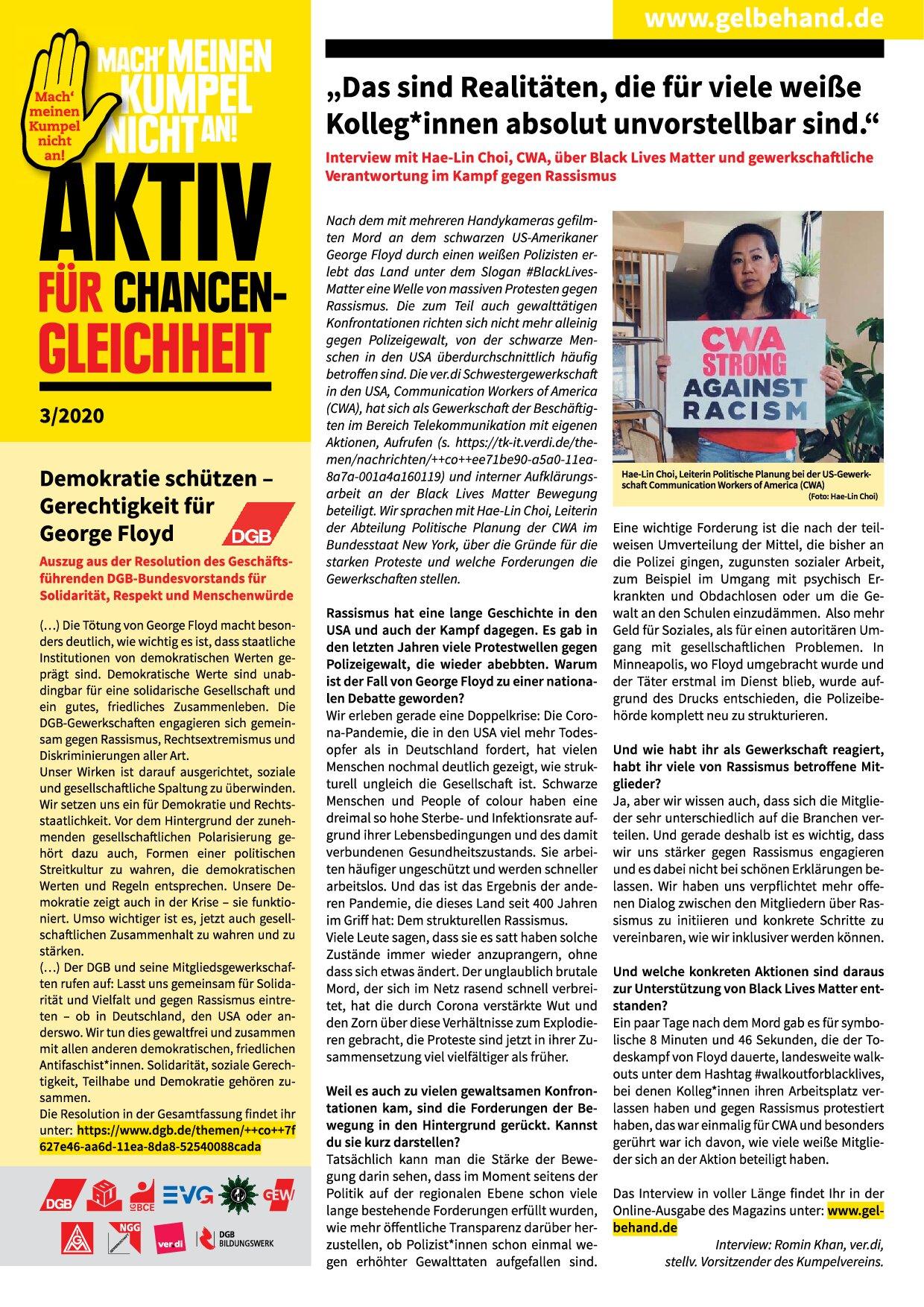 Cover von Aktiv für Chancengleichheit 3/2020