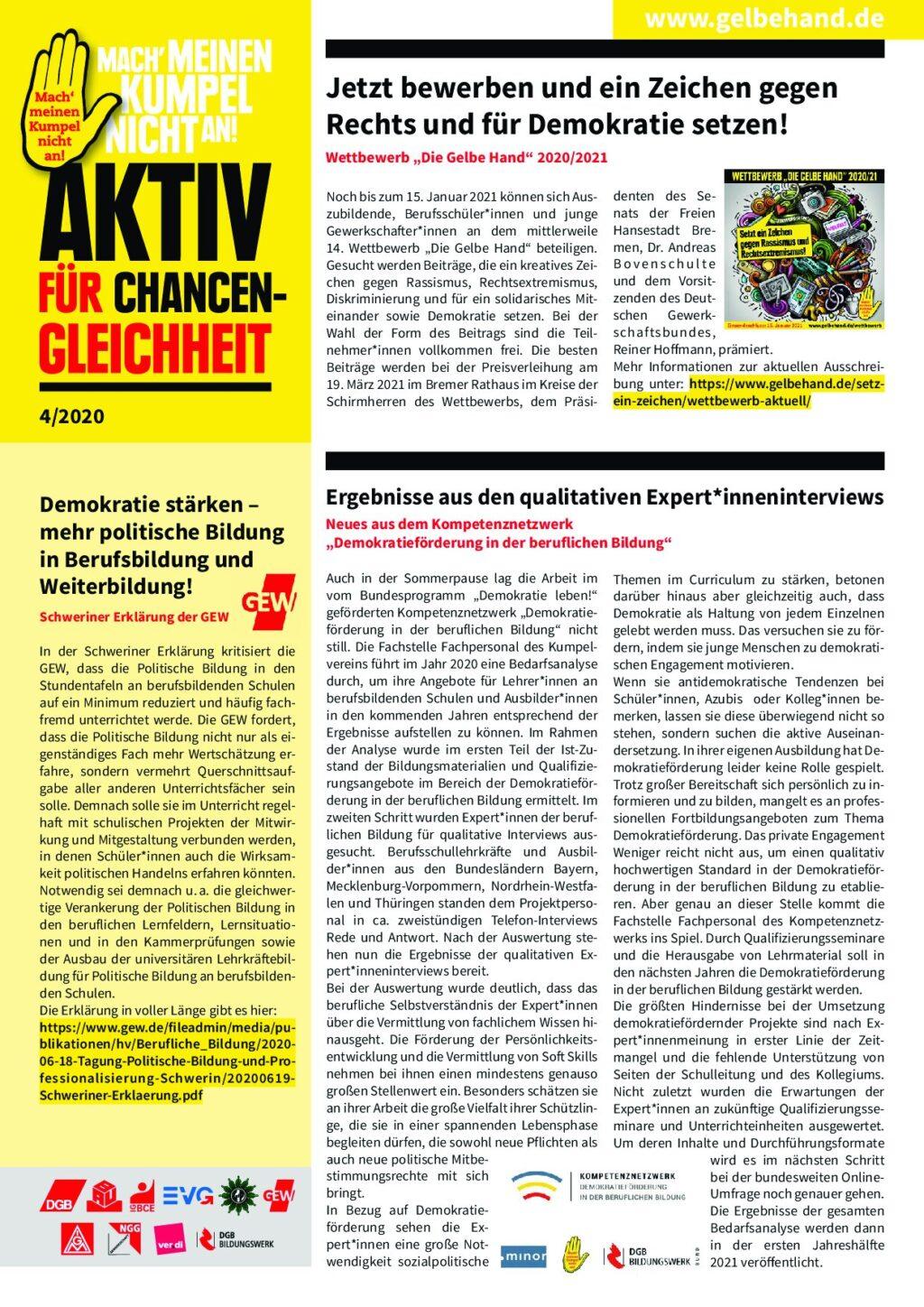 Cover von Aktiv für Chancengleichheit 4/2020