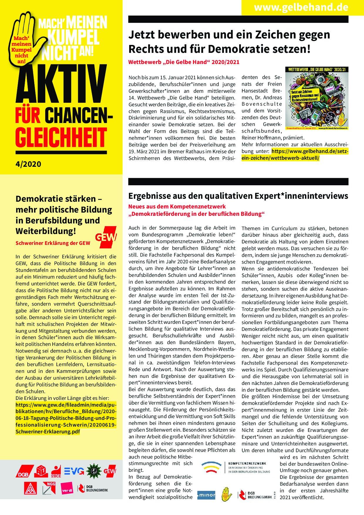 Cover von Aktiv für Chancengleichheit 4/2020
