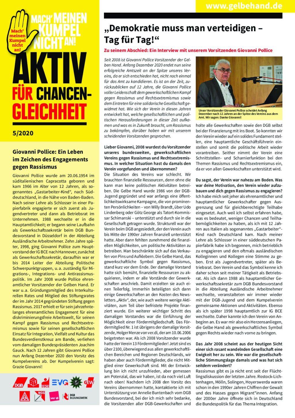 Cover von Aktiv für Chancengleichheit 5/2020