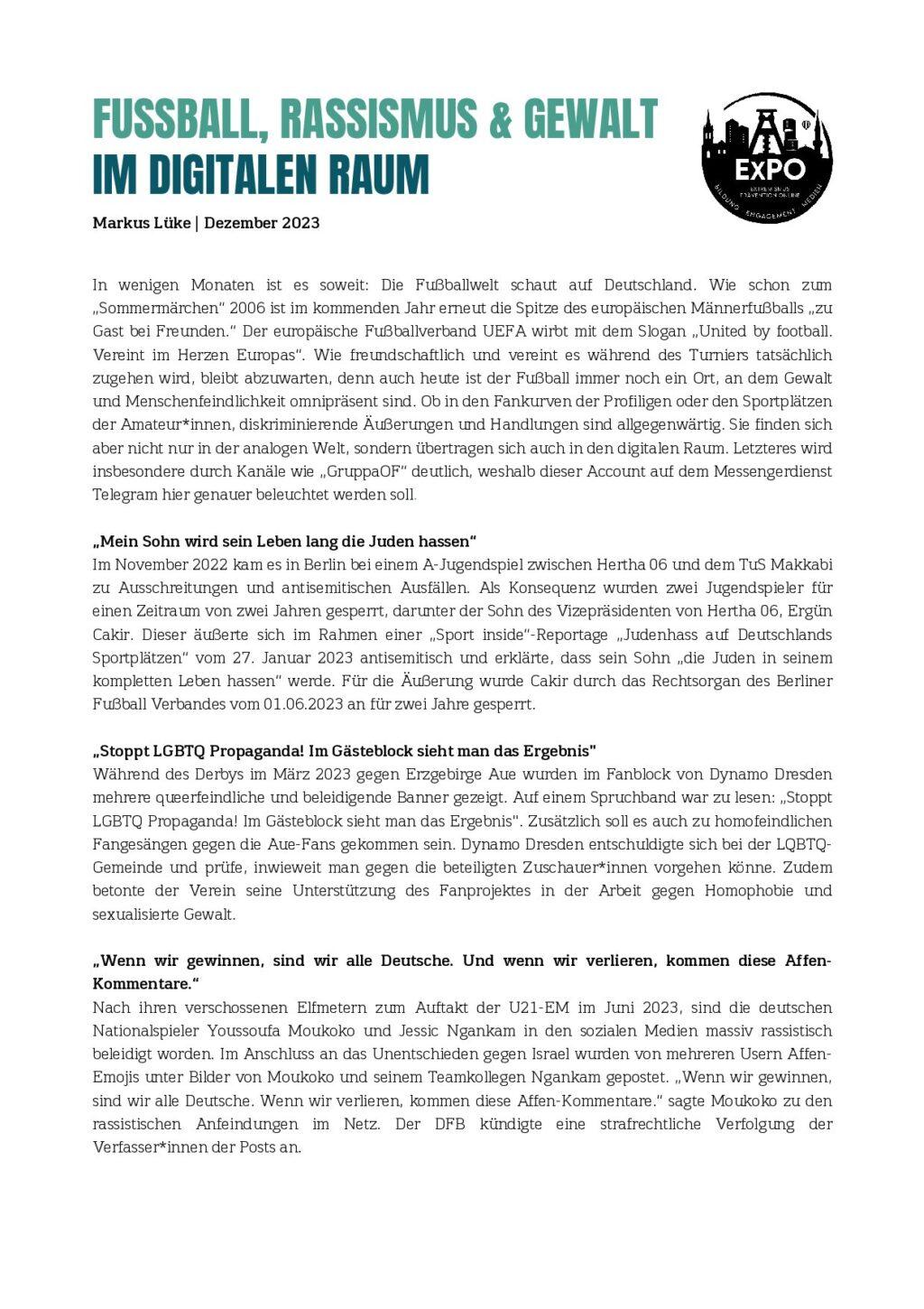 Cover von Fußball, Rassismus und Gewalt im digitalen Raum