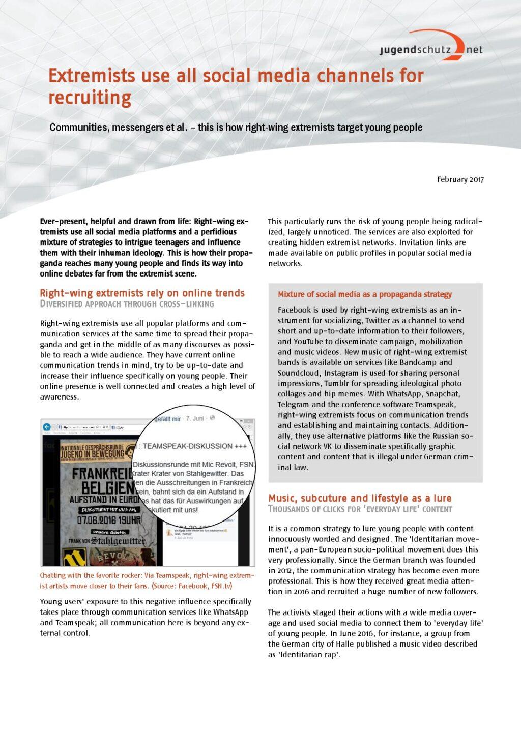 Cover von Extremists use all social media channels for recruiting
