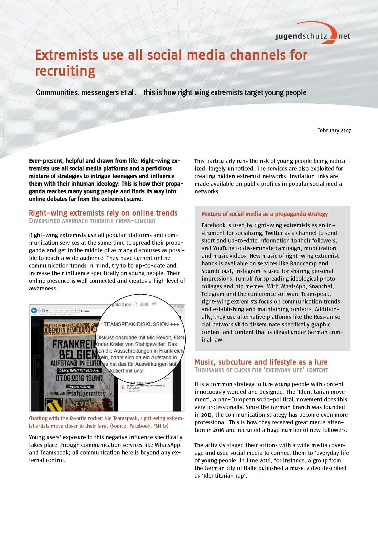 Cover von Extremists use all social media channels for recruiting