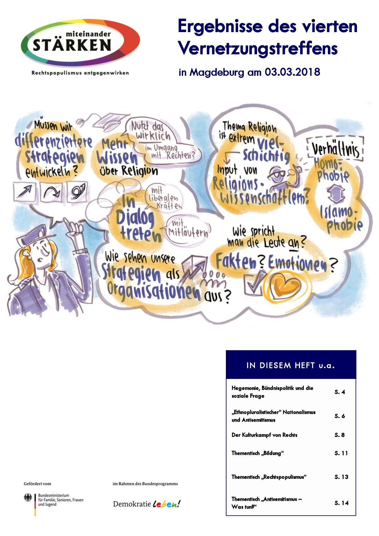 Cover von Ergebnisse des vierten Vernetzungstreffens in Magdeburg am 03. März 2018: "Gegensteuern – Rechtspopulismus und Gleichstellungsgegner*innen die Stirn bieten"