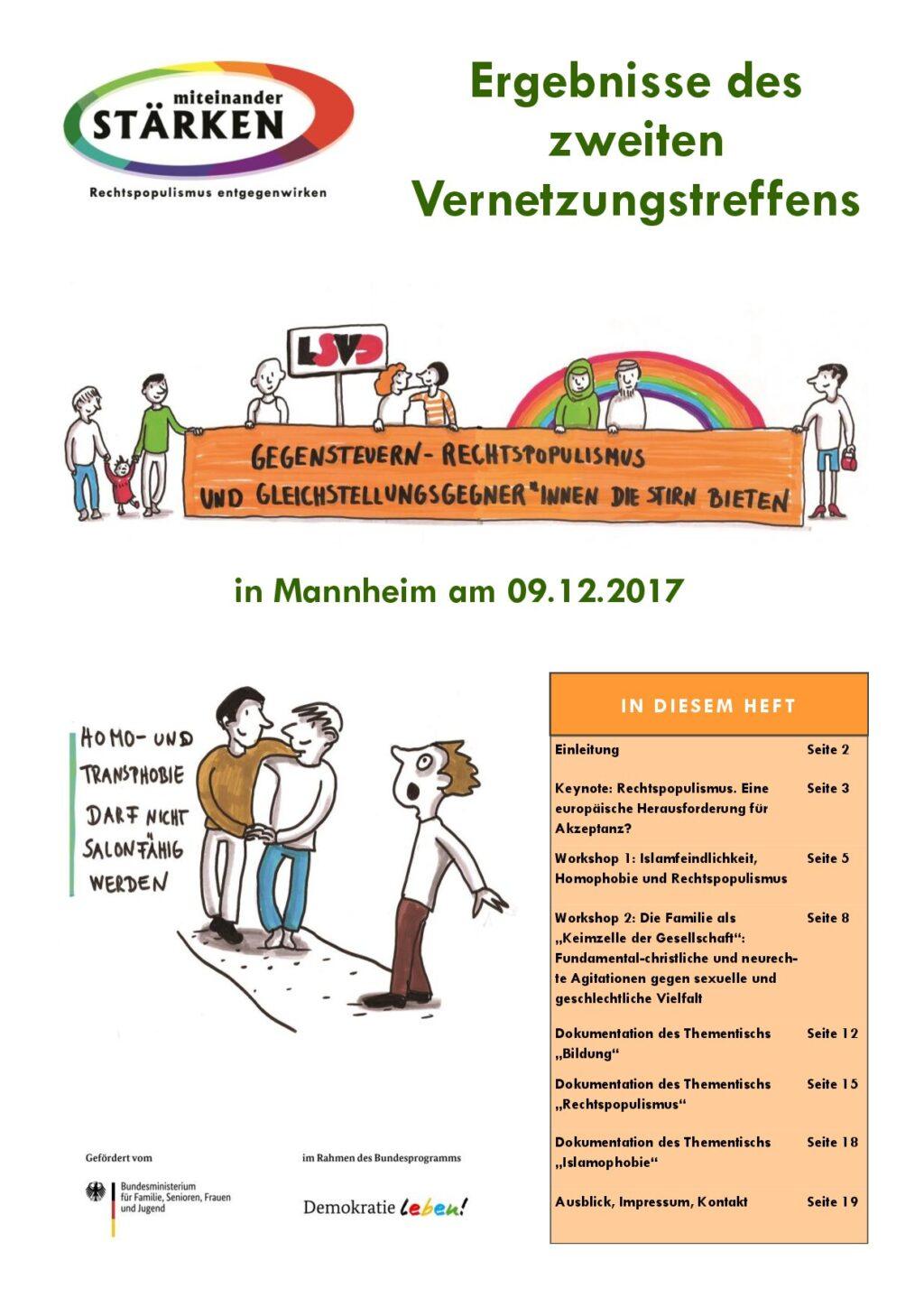 Cover von Ergebnisse des zweiten Vernetzungstreffens in Mannheim am 09. Dezember 2017: "Gegensteuern – Rechtspopulismus und Gleichstellungsgegner*innen die Stirn bieten"
