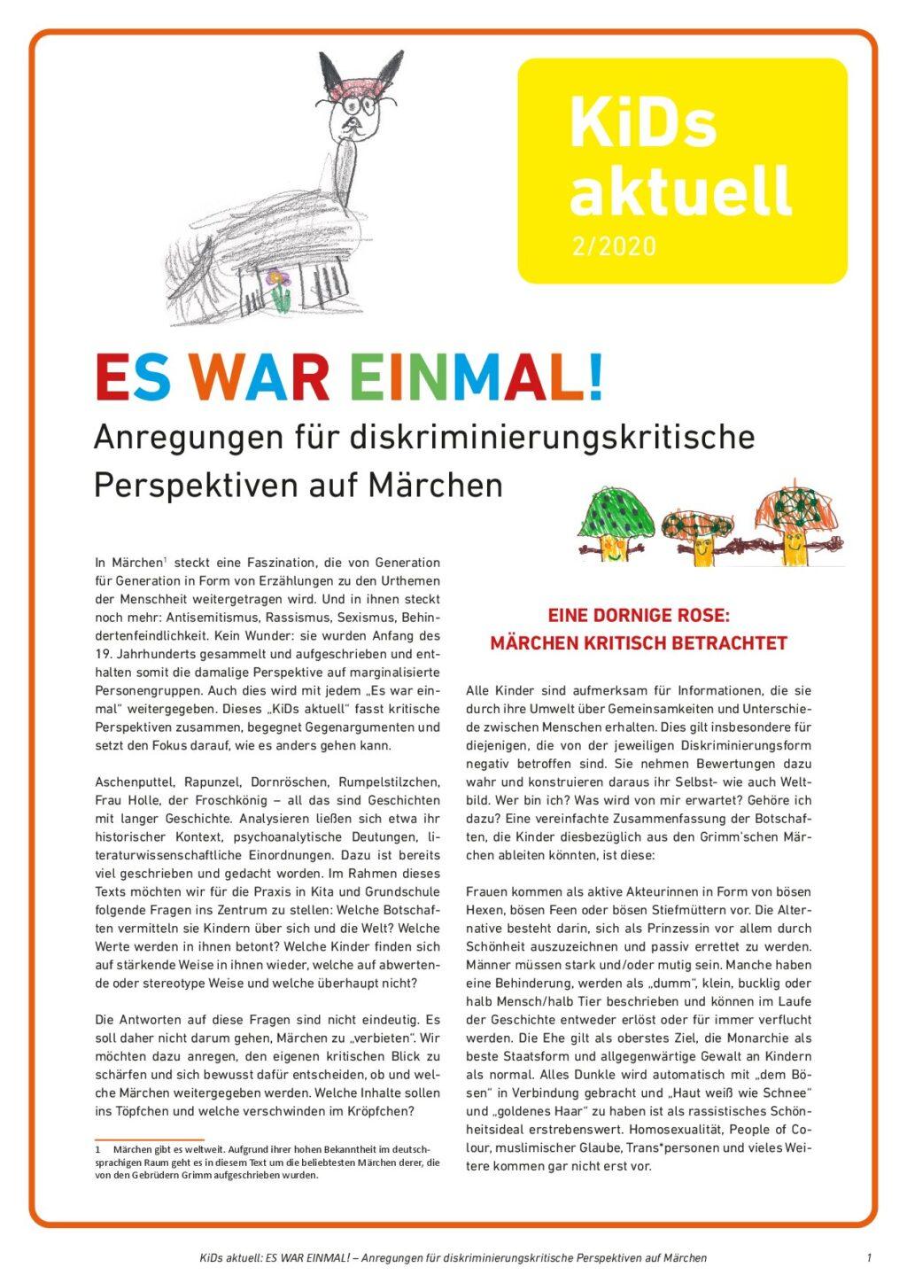 Cover von KiDs aktuell 2/2020. ES WAR EINMAL! Anregungen für diskriminierungskritische Perspektiven auf Märchen