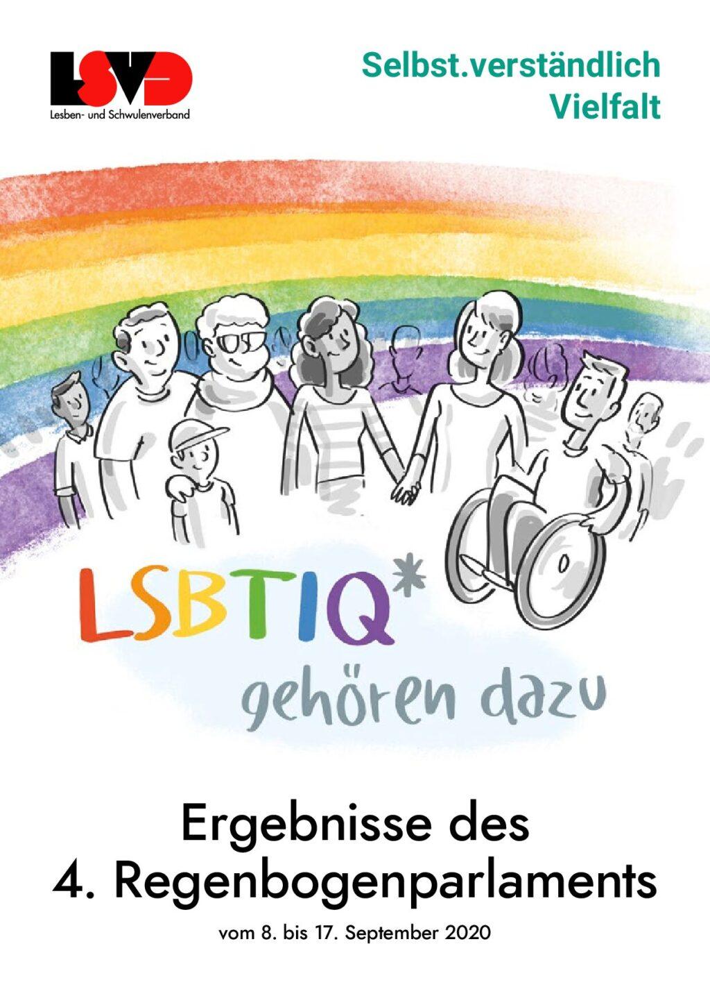 Cover von Selbst.verständlich Vielfalt. LSBTIQ* gehören dazu. Ergebnisse des 4. Regenbogenparlaments vom 8. bis 17. September 2020