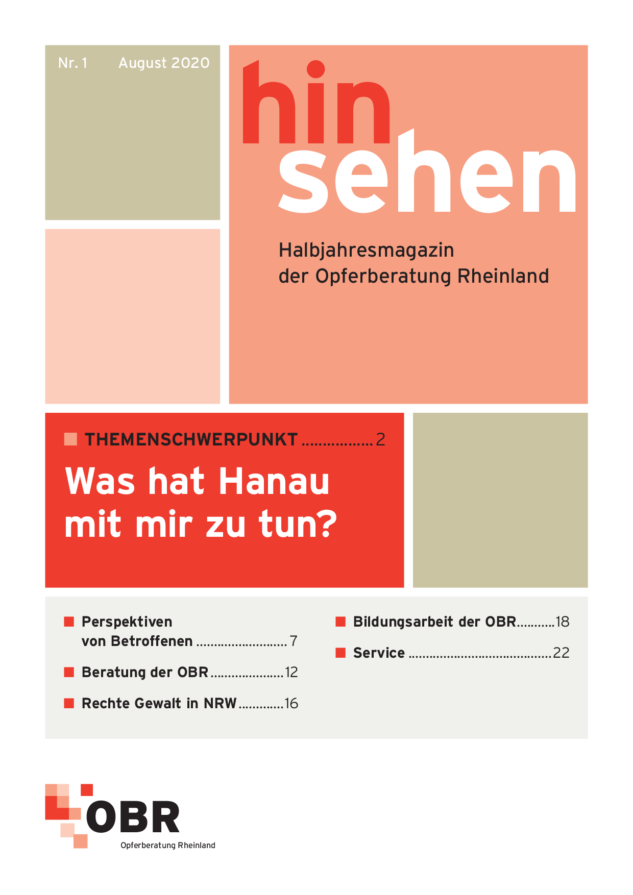 Cover von Hinsehen – Onlinemagazin der OBR Magazin Nr. 1 1/2020