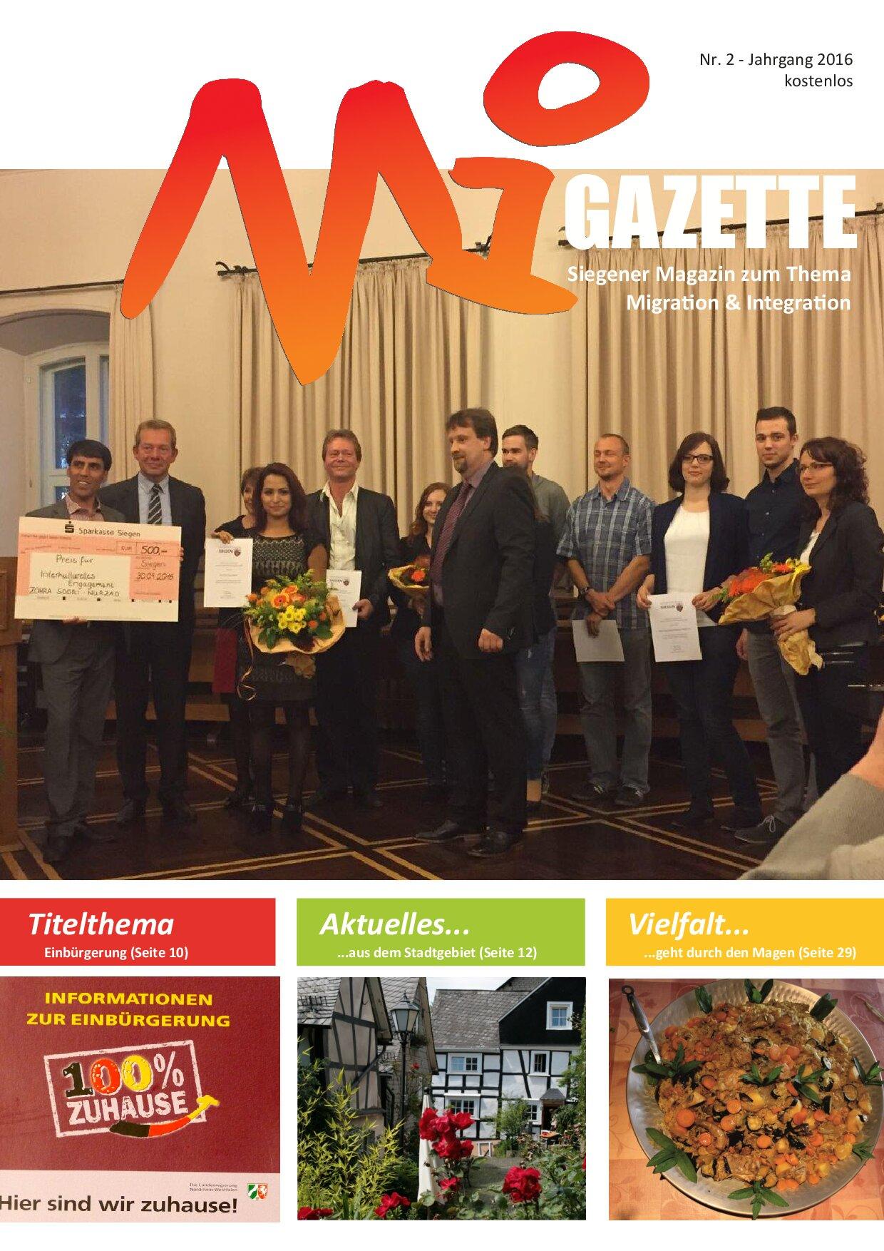 Cover von Migazette Nr. 2 Siegener Magazin zum Thema Migration & Integration