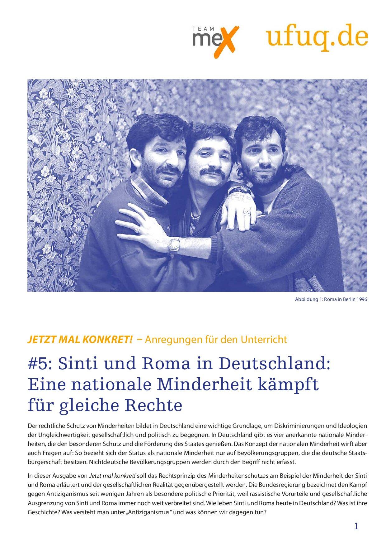 Cover von JETZT MAL KONKRET! – Anregungen für den Unterricht. #5: Sinti und Roma in Deutschland: Eine nationale Minderheit kämpft für gleiche Rechte