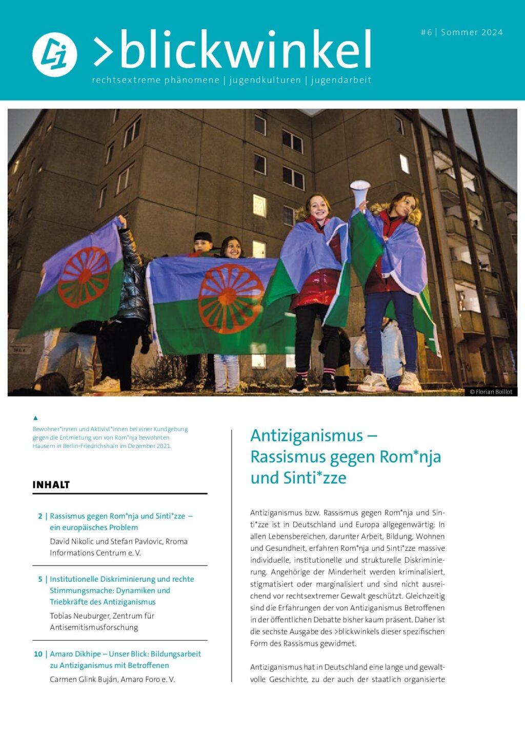 Cover von >blickwinkel. rechtsextreme phänomene – jugendkulturen – jugendarbeit #6/Sommer 2024