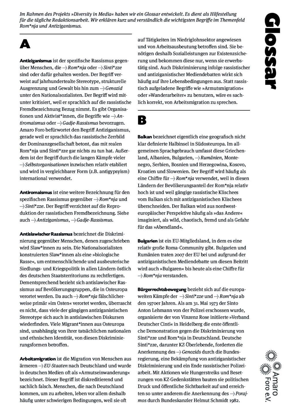 Cover von Glossar im Rahmen des Projekts "Diversity in Media"