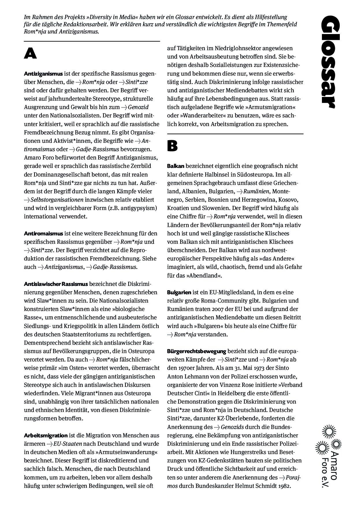 Cover von Glossar im Rahmen des Projekts "Diversity in Media"