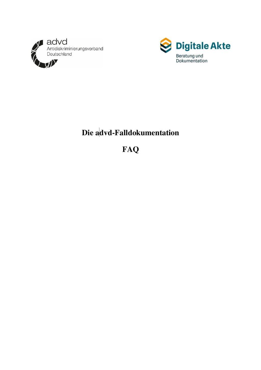 Cover von FAQ zur advd-Falldokumentation