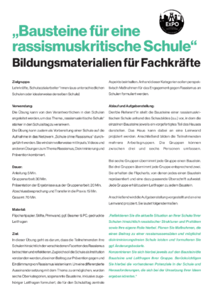 Cover von "Bausteine für eine rassismuskritische Schule" Bildungsmaterialien für Fachkräfte