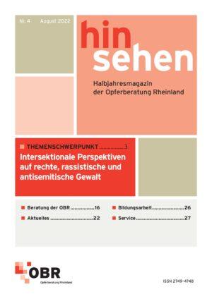 Cover von Hinsehen – Onlinemagazin der OBR, Nr. 4 2022 – Für Erinnerung und gegen das Vergessen: Kämpfe um Erinnern und Aufklärung