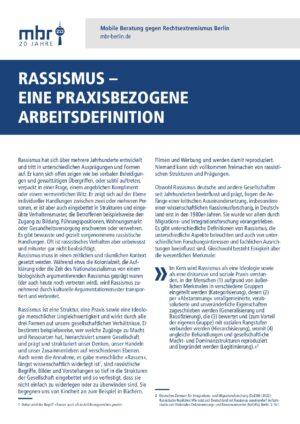 Cover von Rassismus – Eine Praxisbezogene Arbeitsdefinition
